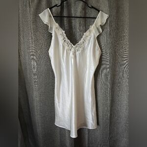 Alexandra Nicole Vintage 80s Satin Slip White Size L Beaded